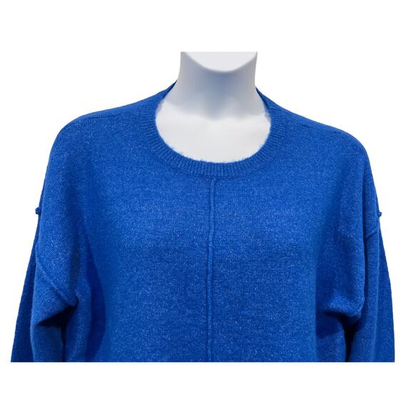 Gianni Bini GB Womens XL Solid Knit Crew Neck Blouson Sleeve Sweater Blue - Picture 4 of 10